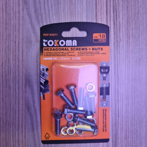 Hexagonal Screws and Nuts (M6×20mm)