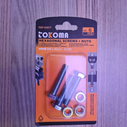 Hexagonal Screws and Nuts (M8×40mm)