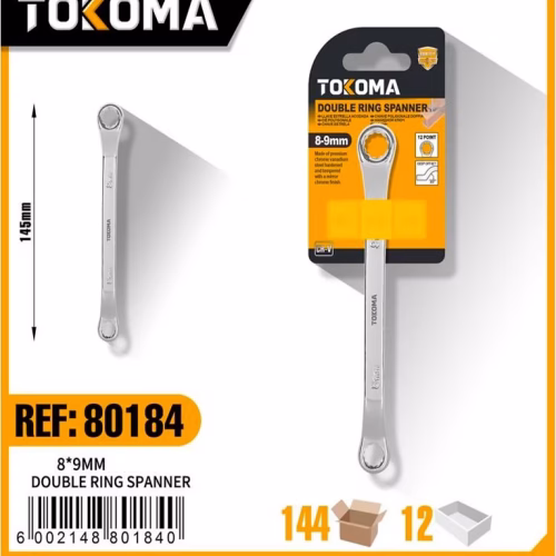 8 x 9mm Double Ring Spanner