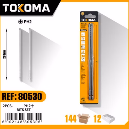 200mm PH2 Hex Shank Phillips Screwdriver Bit 2PCS