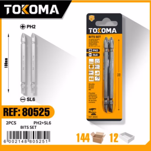 PH2+SL6 100mm double-ended bit 2PCS