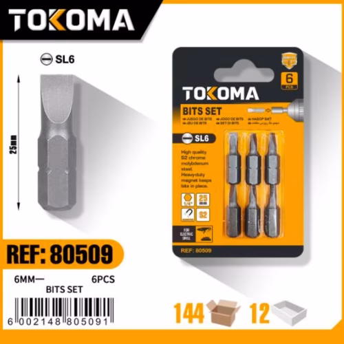 6PCS 6mm Slotted Screwdriver Bit Set