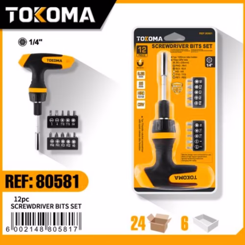 12-Piece T-Handle Socket Set with Bits | Tokoma