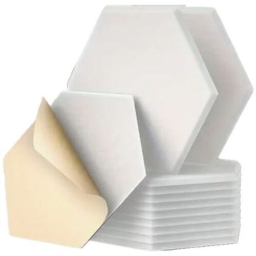 Echo-Less Acoustic Hexagon Panels Self-Adhesive – 12 pack White