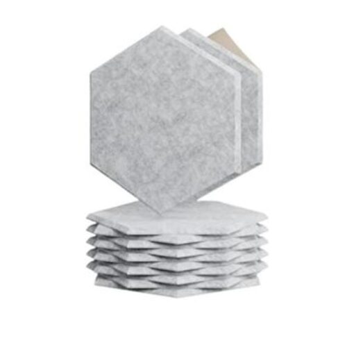 Echo-Less Hexagon Self-Adhesive Acoustic Panels Grey – 12 Pack